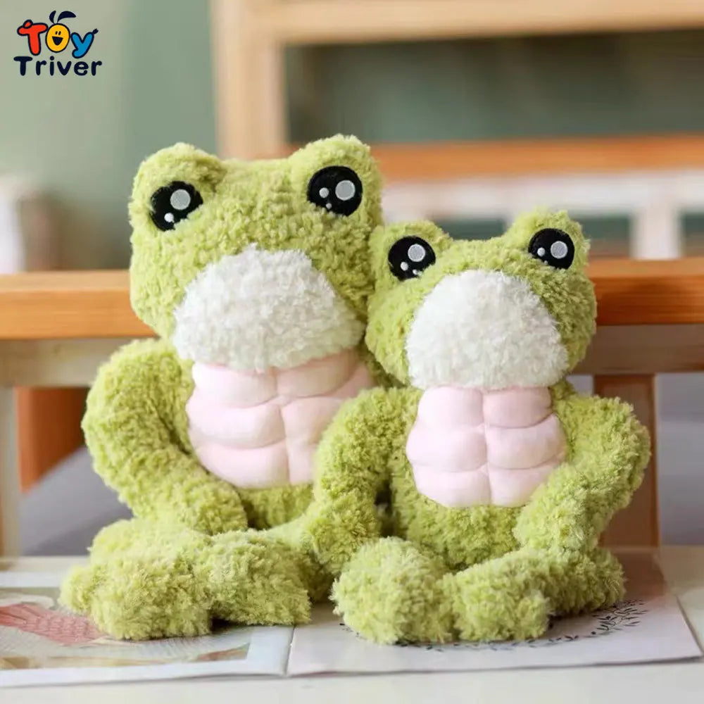 Cute Fitness Muscle Frog Plush Toys Soft Funny Frogs Stuffed Animals
