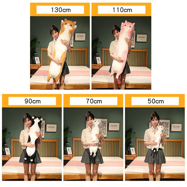 Funny Joy Cute Soft Long Cat Plush Toys Pause Office Nap Pillow Bed Sleep Home Decor