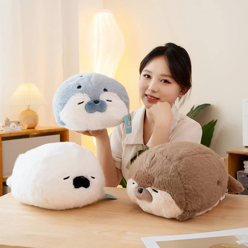 Cartoon Earphone Seal Sea Otter Plush – A Round Bundle of Joy