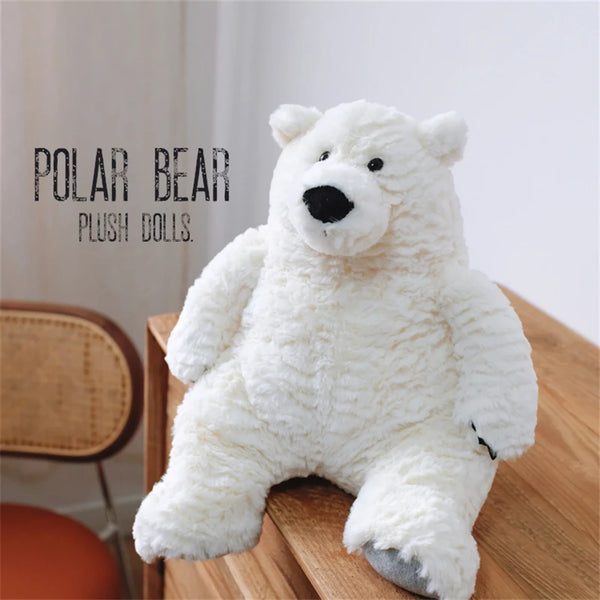 34cm Cute Polar Bear Doll Stuffed Animal Cartoon Furry White Bear Plush Toy Soft Appease Sleeping Plushies Gift For Girl