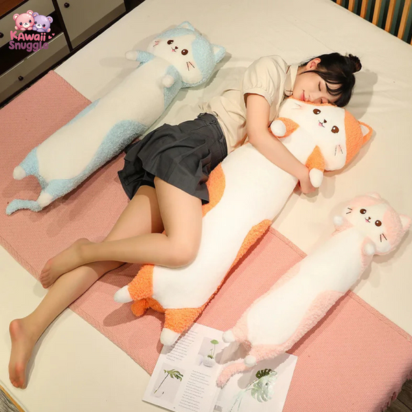Happy Cat Body Pillow - Cozy Snuggly Companion