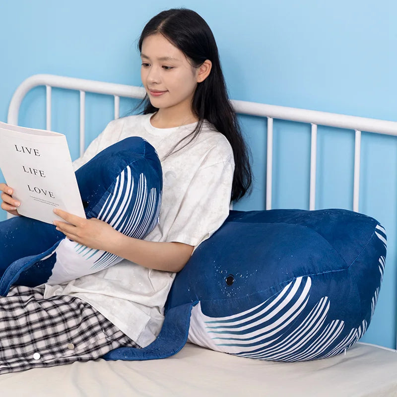 Large Size Blue Whale Plush Pillow Huge Bed Sofa Plush Cushion Cartoon Sea Animal