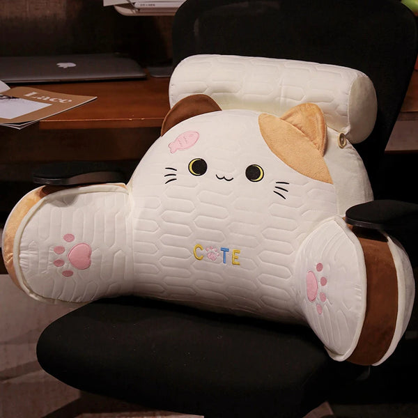Soft Cartoon Cats Pillow – Plush Lumbar Support Chair Cushion & Home Decor