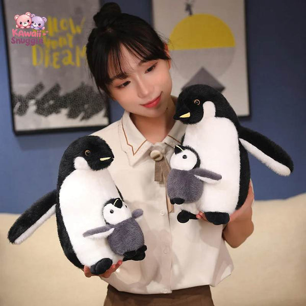 Kawaii Simulation Fluffy Mother and Son Penguin Plush