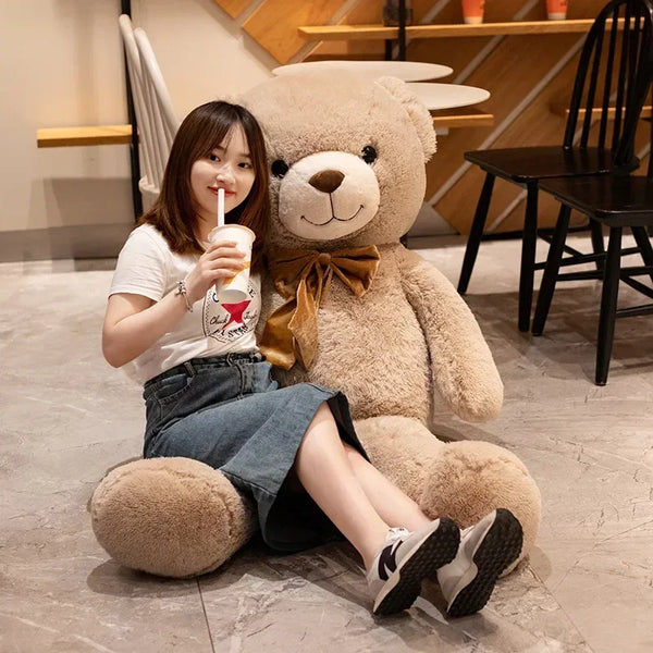 1pc High Quality Giant American Teddy Bear with Bow Plush Doll Soft Stuffed Animal Bear Plush Toys Girls Valentine Lover Birthday Gift