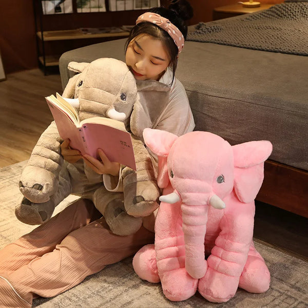 1Cute Plush Elephant Doll Toy Kids Play Back Cushion Cute Stuffed Elephant
