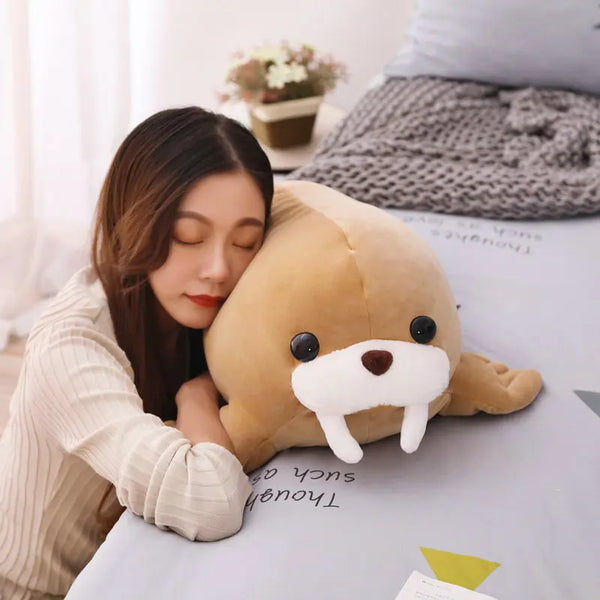Kawaii Walrus Plush Pillow – Soft Sea Lion Stuffed Toy Gift