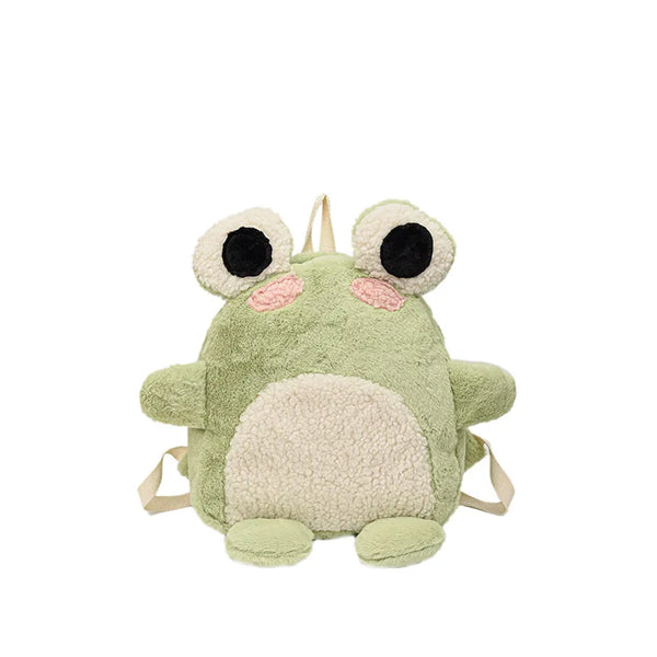 Cute plush frog backpack funny cartoon school bag small shoulder bag
