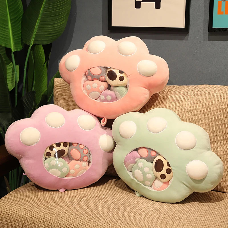 5pcs Snack Pudding Cat Paw Plush Toys Gift Set