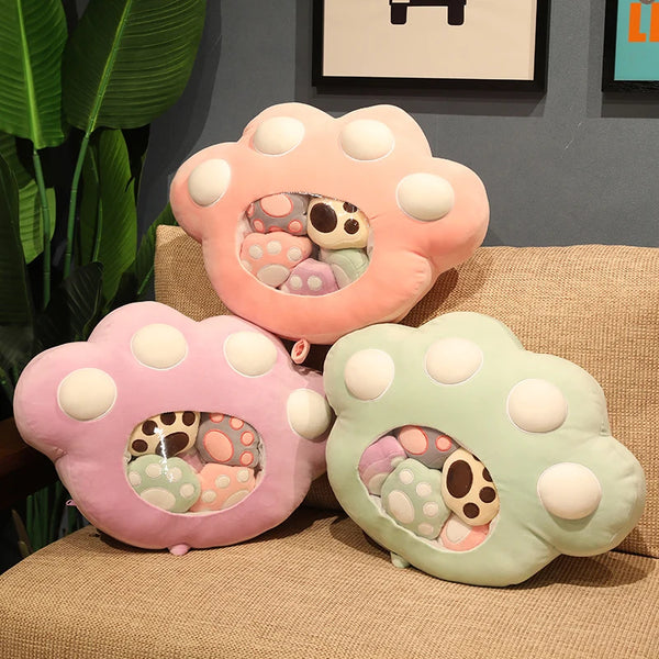 5pcs Snack Pudding Cat Paw Plush Toys Gift Set