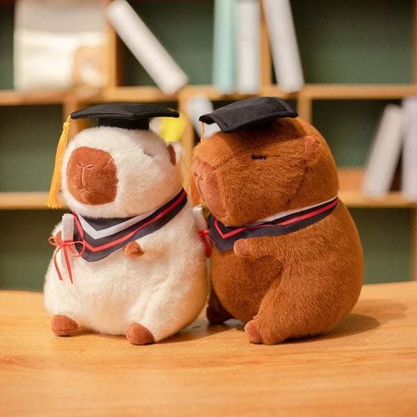 Cute Graduation Capybara Stuffed Animal Plush Toy with Doctor Hat Soft
