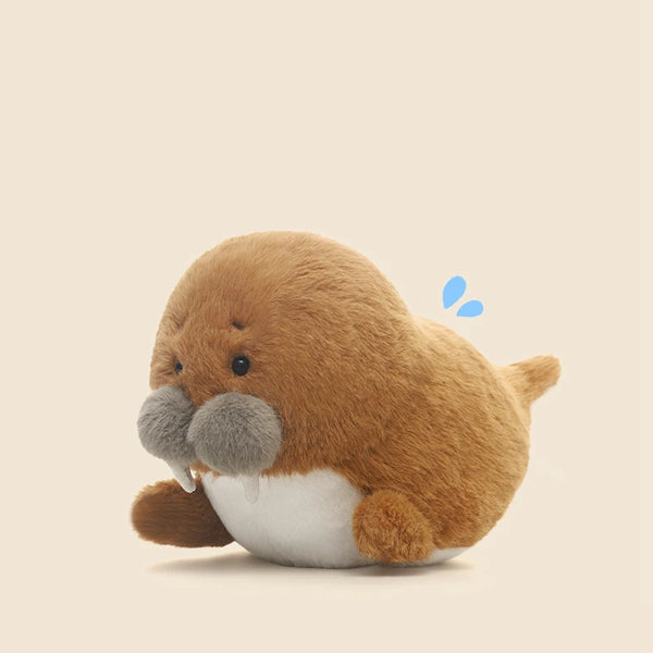 Adorable Cartoon Walrus Plush – Soft Brown Pillow Toy for Kids' Room Decor and Gift