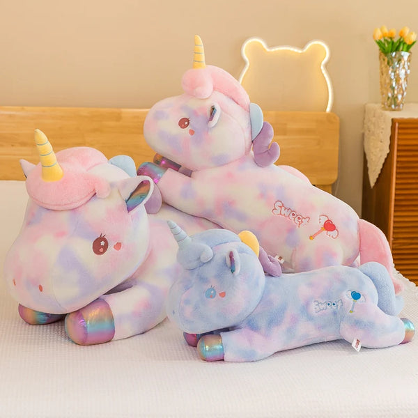 Kawaii Giant Colorful Unicorn Plush Toys Lovely Animal Unicorn Pillow Stuffed Soft Cushion