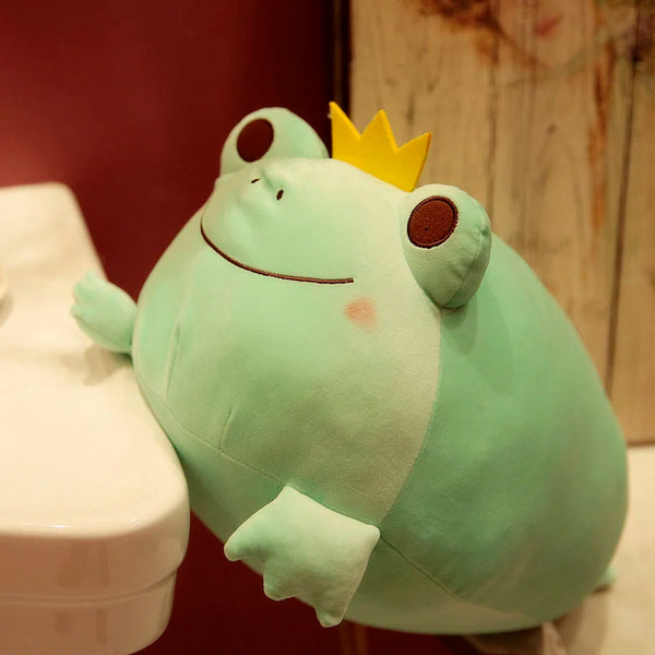 1pc 35cm Cute Crown Frog Plush Pillow Lovely Stuffed Soft Animal Frog Toys Cushion for Children Baby Birthday Appease Dolls