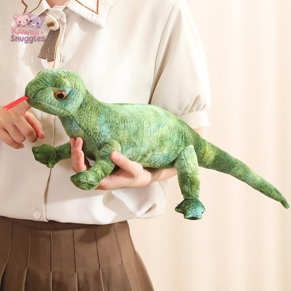 Lifelike Green Brown Lizard Plush Toy - Realistic Stuffed Animal Dolls