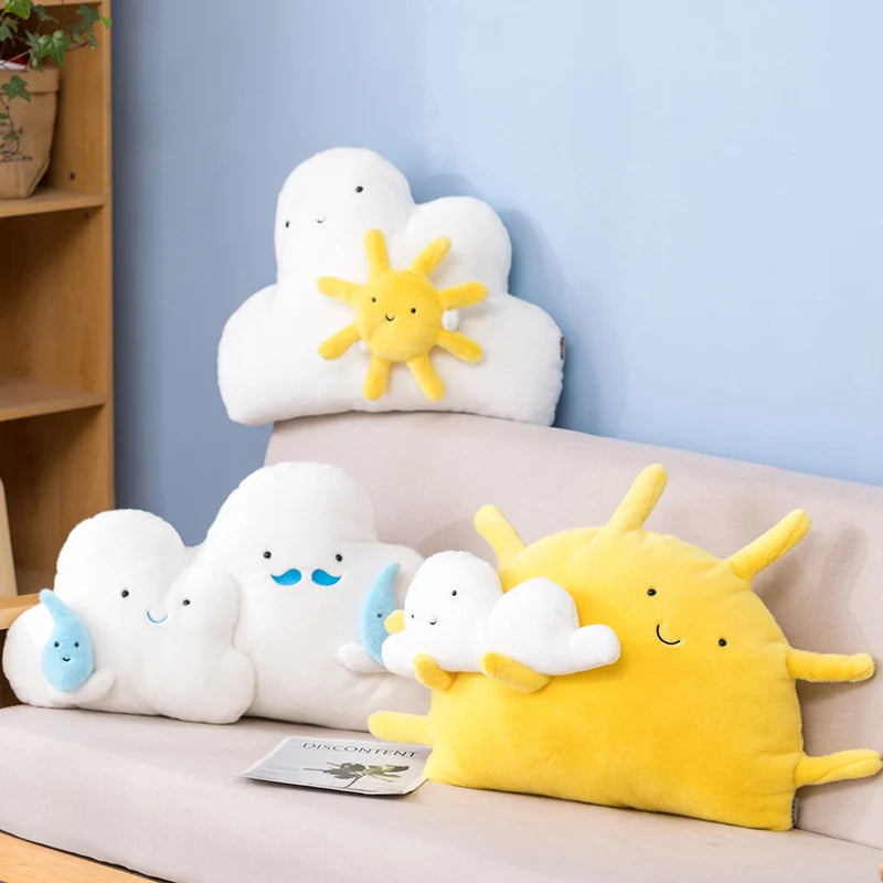 Cartoon Sun Moon Raindrop Throw Pillows Cushion – A Cloud Family Full of Cuteness and Comfort