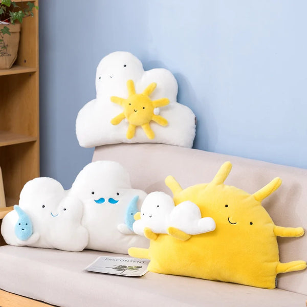 Cartoon Sun Moon Raindrop Throw Pillows Cushion – A Cloud Family Full of Cuteness and Comfort