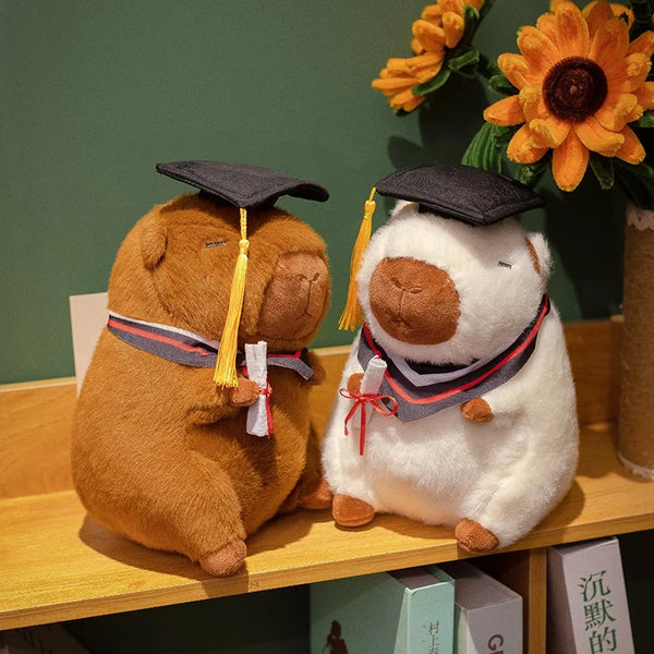 Cute Graduation Capybara Stuffed Animal Plush Toy with Doctor Hat Soft