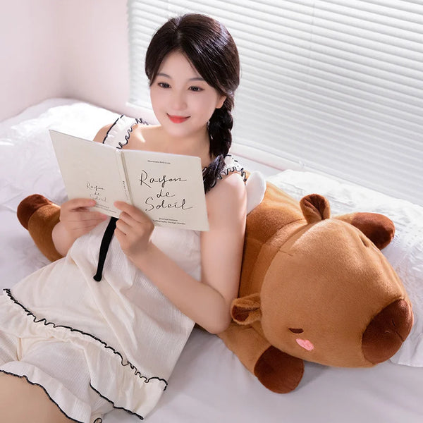 Kawaii Stuffed Capybara Animals Fruit Persimmon Long Pillow Cushion Soft