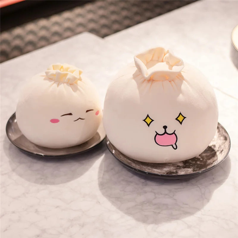 Creative Chinese Bun Shape Plush Toys Stuffed Soft Dumplings Pillow