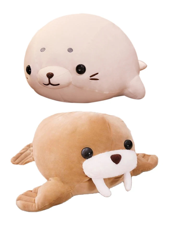 Kawaii Walrus Plush Pillow – Soft Sea Lion Stuffed Toy Gift