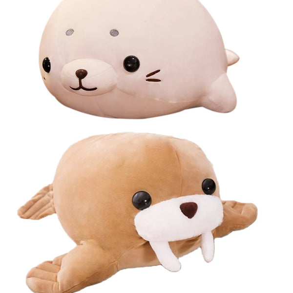 Kawaii Walrus Plush Pillow – Soft Sea Lion Stuffed Toy Gift