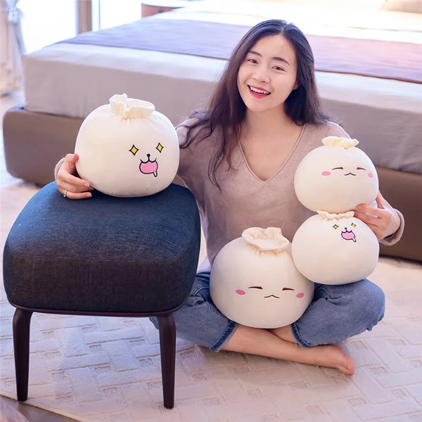 Creative Chinese Bun Shape Plush Toys Stuffed Soft Dumplings Pillow