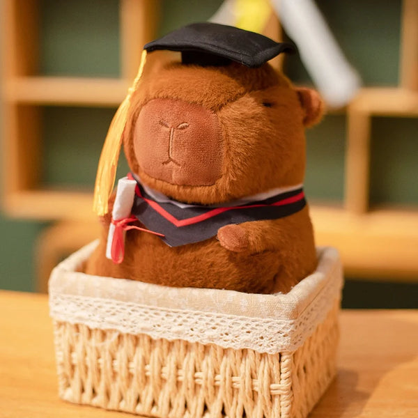 Cute Graduation Capybara Stuffed Animal Plush Toy with Doctor Hat Soft
