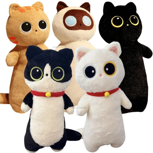 Kawaii Siamese Cat Plush Toy Long Oblong Orange Black Kitten Cats Nap Sleep