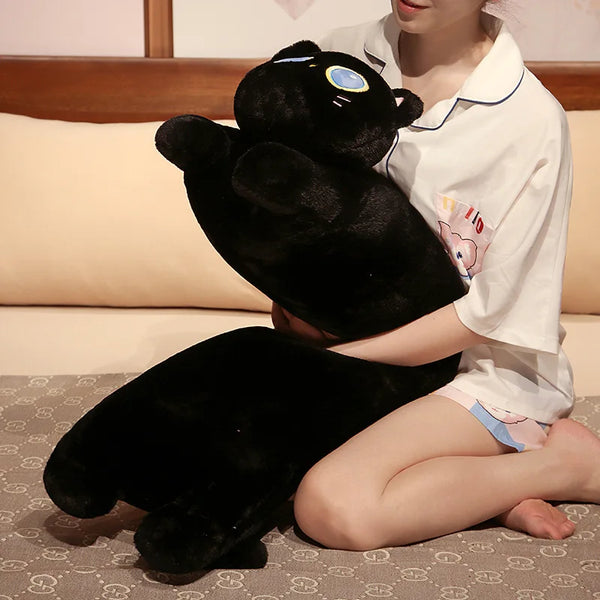 Black Cat Plush Toy – Soft Stuffed Kitten Pillow for Cozy Cuddles and Gifting Joy