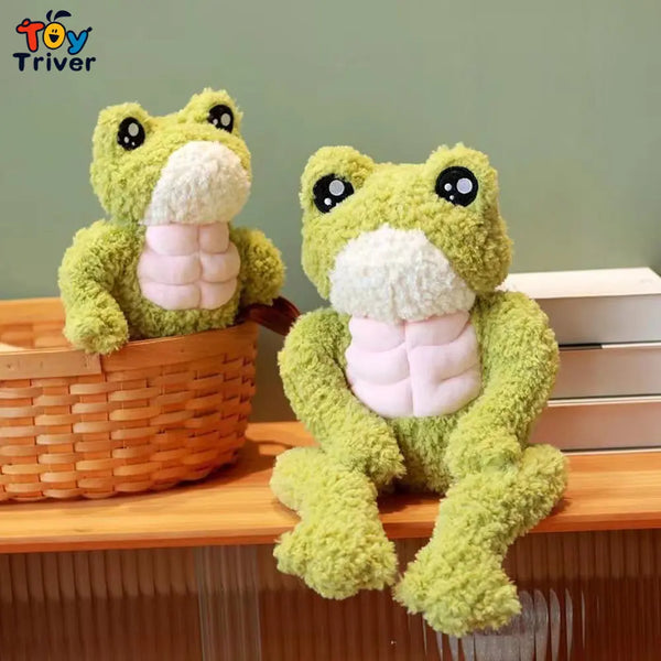 Cute Fitness Muscle Frog Plush Toys Soft Funny Frogs Stuffed Animals