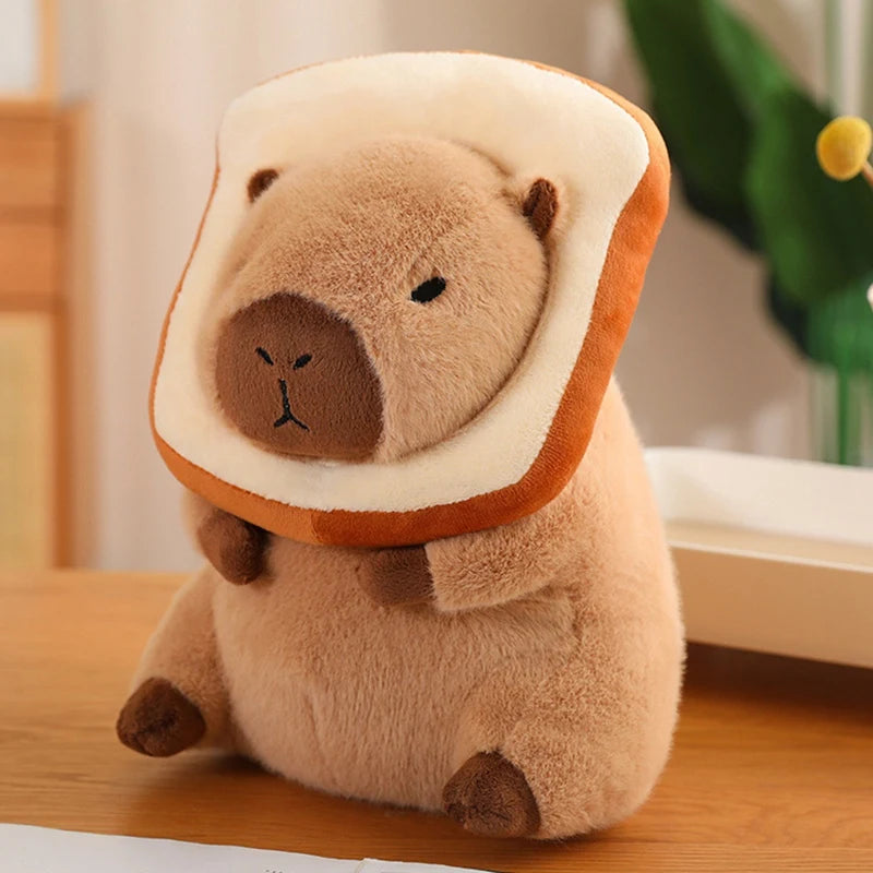 Capybara Toast Plush Toy – Kawaii Capybara Pillow with Removable Bread Hat
