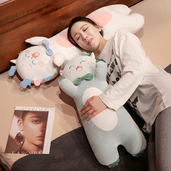 Washable Cartoon Dragon Long Pillow Plush Stuffed Sleeping Kawaii Animal