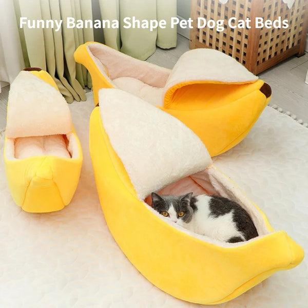 Banana Cat Bed House Funny Cute Cozy Cat Mat Beds Warm Durable Portable Pet