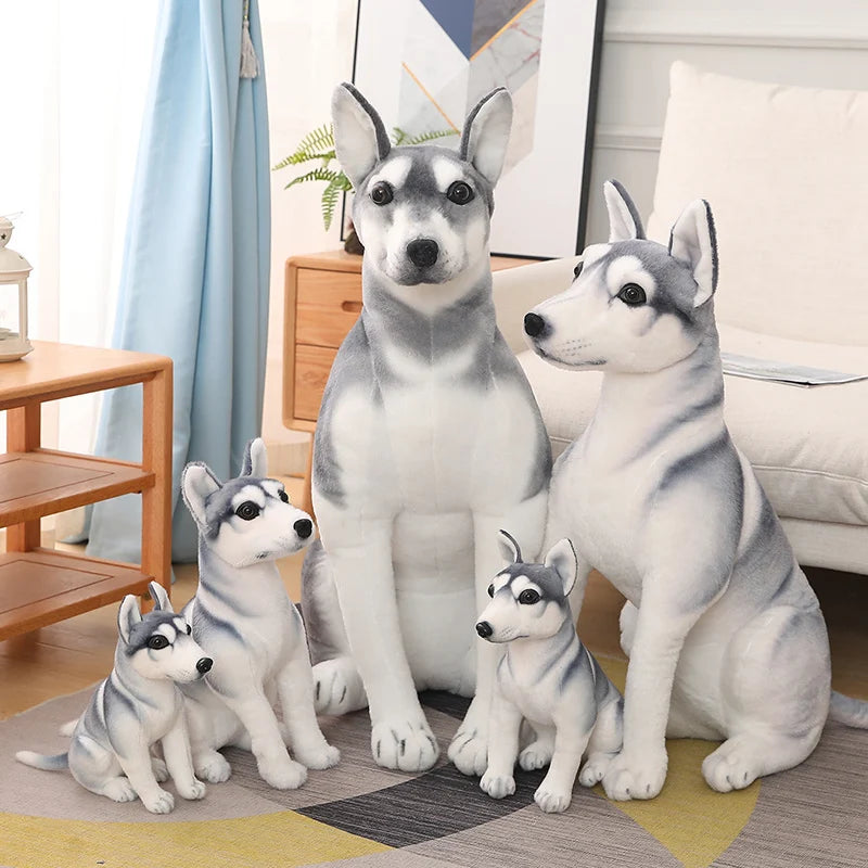 High Quality Big Simulation Dog Plush Toy Stuffed Lifelike Husky Dog Puppy Doll