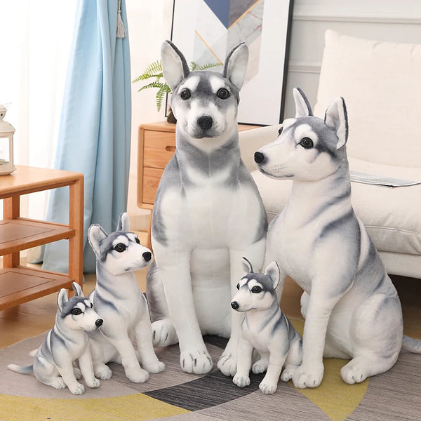 High Quality Big Simulation Dog Plush Toy Stuffed Lifelike Husky Dog Puppy Doll