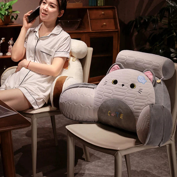 Soft Cartoon Cats Pillow – Plush Lumbar Support Chair Cushion & Home Decor