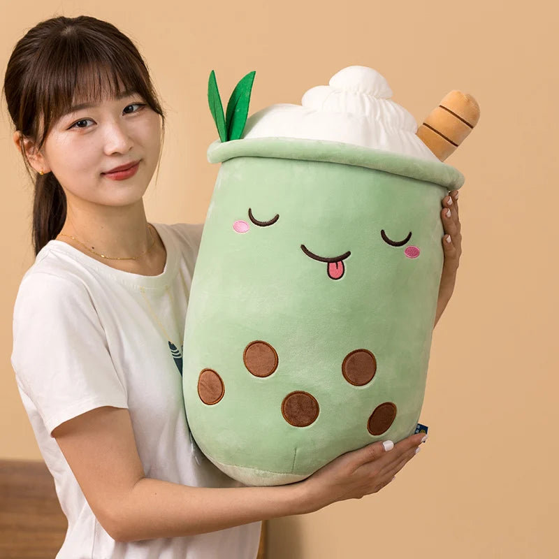 Fruit Bubble Tea Cup Plush Toys Real Life Boba Food With Suction Pillow