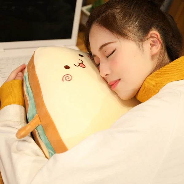 Food Sandwich Cake Plush Toy Cute Bread Stuffed Soft Nap Sleep Pillow