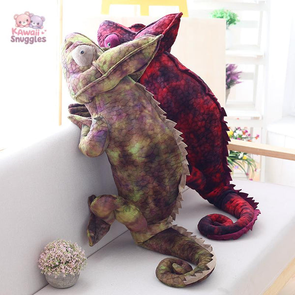 Big Simulation Chameleon Plush Toy – Soft Stuffed Reptile Pillow