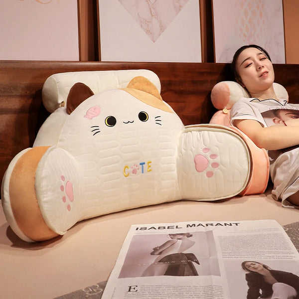 Soft Cartoon Cats Pillow – Plush Lumbar Support Chair Cushion & Home Decor