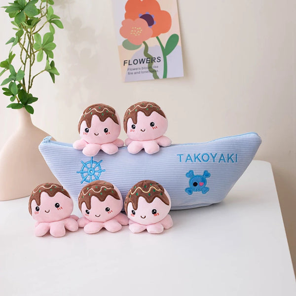 Kawaii Takoyaki Plush Toy Cute Little Octopus Plushies Pirate Ship Soft Doll
