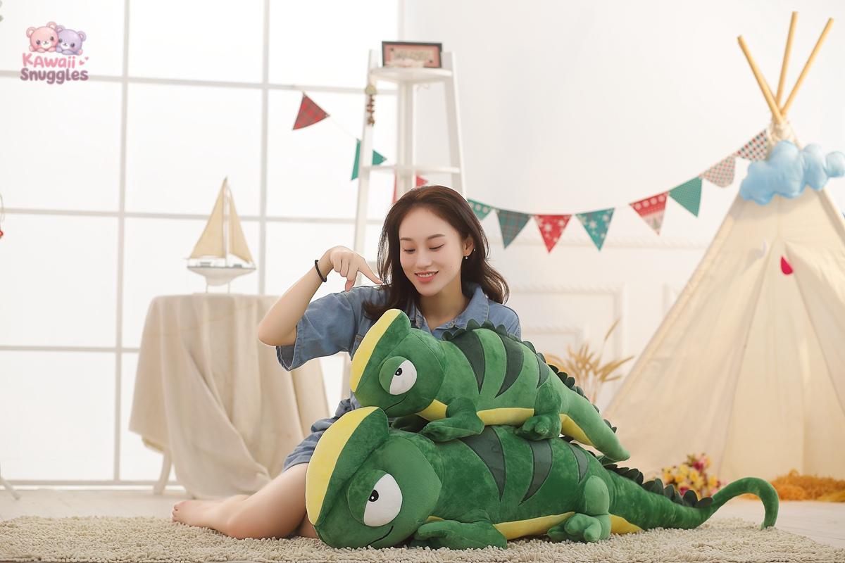 Giant Chameleon Plush Toy – Soft & Realistic Stuffed Lizard Pillow
