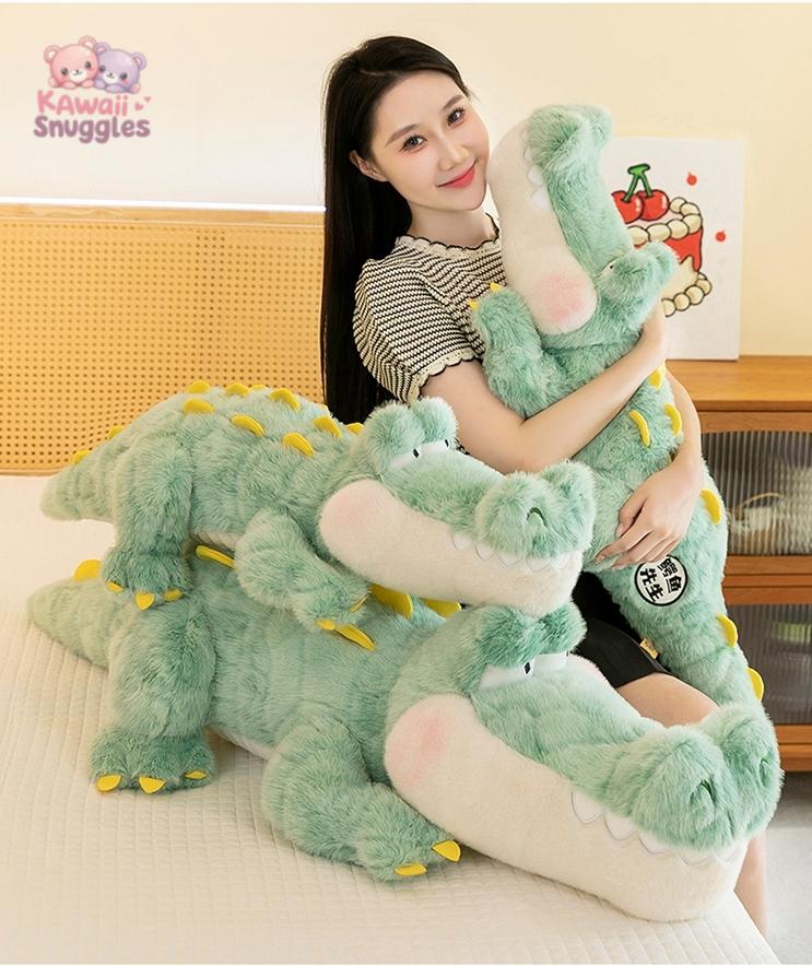Cute Soft Green Giant Crocodile Plush Toy – Fluffy Alligator Pillow