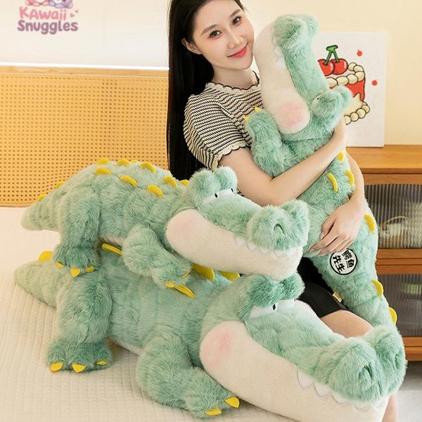 Cute Soft Green Giant Crocodile Plush Toy – Fluffy Alligator Pillow