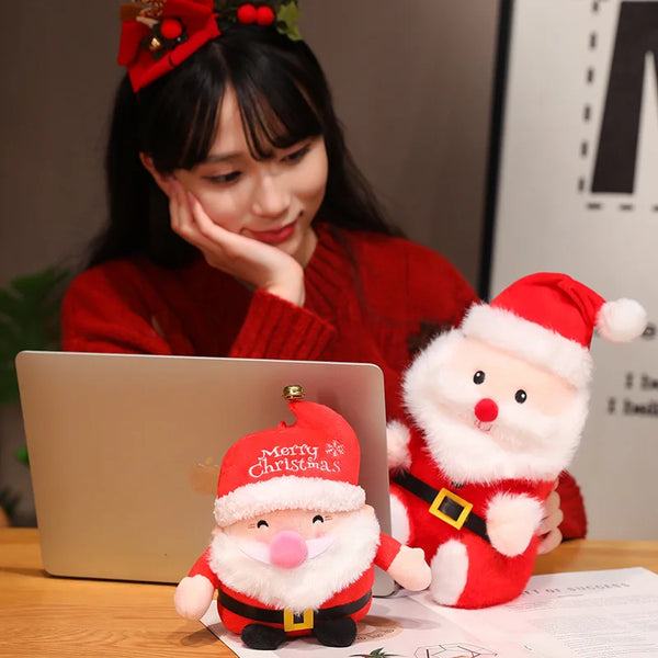 Cute Christmas Plush Toy Stuffed Soft Animals Christmas Deer Tree Fluffy Santa Claus Soft Doll Christmas Decoration Kids Toys