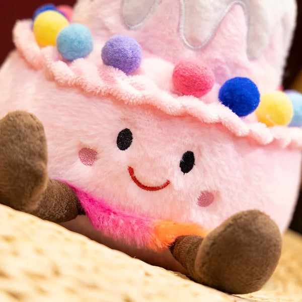 Creative Strawberry Cake Plush Toy Stuffed Food Dessert Pillow Kawaii Sweet Birthday Cake Candle Party Decoration Gift