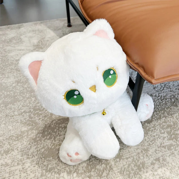 35cm White Plush Cats Toys With Green eyes Kawaii Cats Toys For Kids Baby Girls Cuddly Toy Lovely Children Gifts