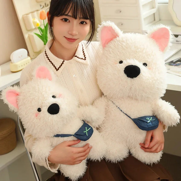 Nice White Dog Satchel With Long Hair Super Soft Dolls