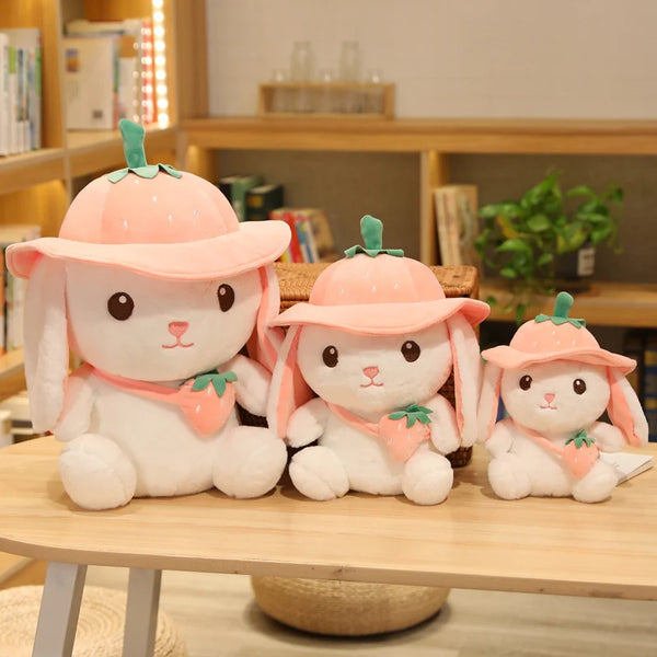 Lovely Plush Fruit Rabbit with Hat Dolls Cartoon Rabbit Pillow